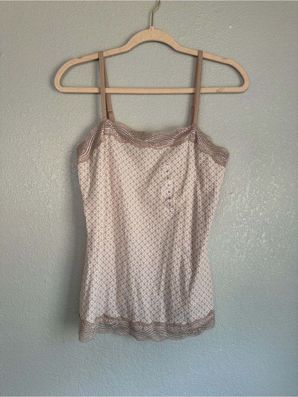 NWT Ann Taylor Brown Printed Lace Cami Tank Top